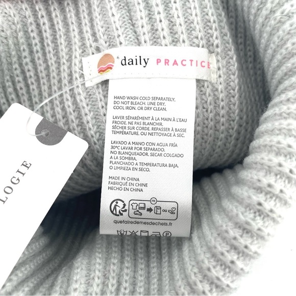 Daily Practice by Anthropologie Sport Club Ribbed Light Grey Beanie - Picture 5 of 6
